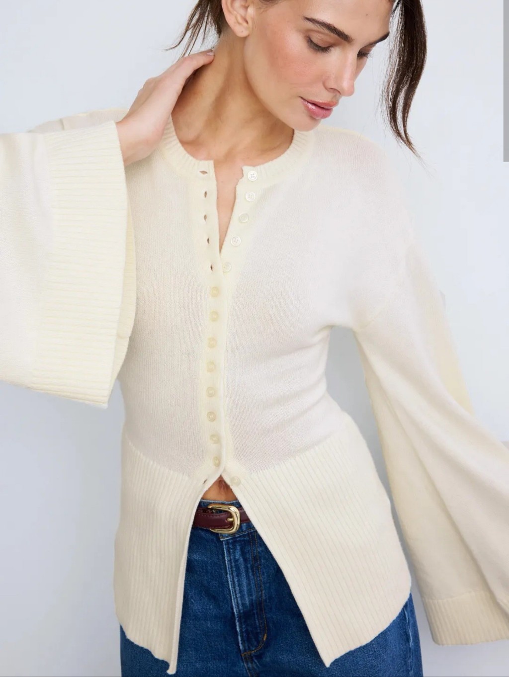 Weworewhat Button Front Cinched Cardigan Women Size M